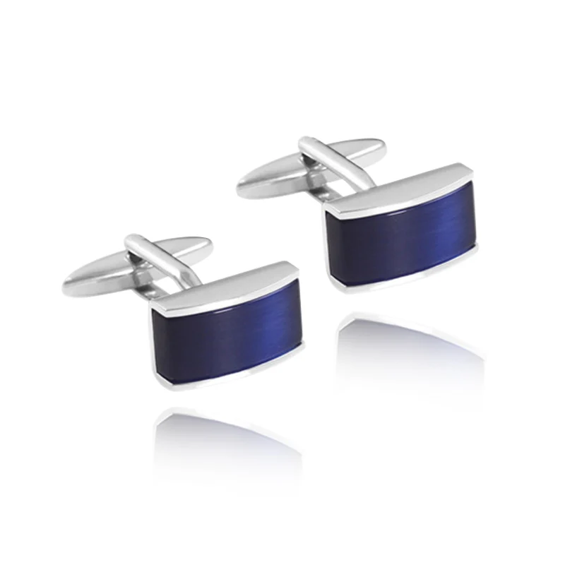 

New Exquisite Blue Square Shirt Cuff links Unique Copper Color Retention Cufflinks Quality French Mens Cuff Button For Wedding
