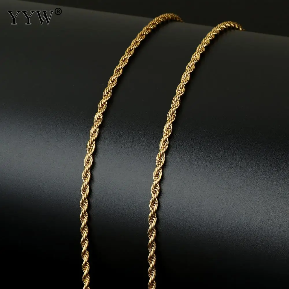 Заполненные золотом твердые ожерелье Снаряженная Цепь, нержавеющая сталь, ювелирная цепь, Плакирован золотом, приблизительно 10 м/шпуля