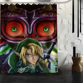 

ShunQian Custom The Legend of Zelda Shower Curtains Polyester Waterproof Zelda Game Logo Fabric Bath Curtains Bathroom Decor