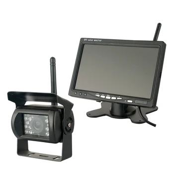 

New 12-24V 7 inch 2.4G Digital Wireless Trailer HD Monitor + 18 Led Rear View IR Reversing Bus Truck Camera