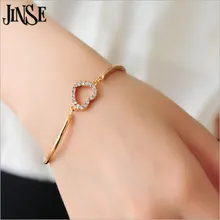 DF050 Fashion Crystal Rhinestone Heart Shape Cuff Bracelet Bangle Lady Girl Party Prom Ornament Gift For Women gorgeous rhinestone heart cuff ring for women