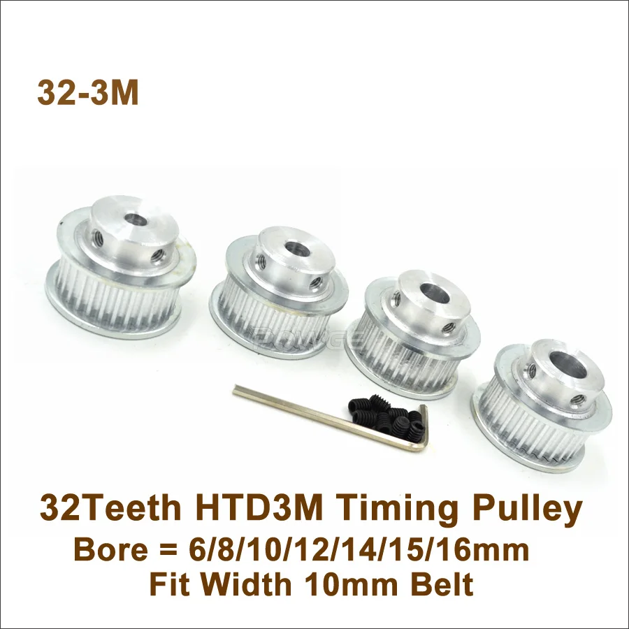 Зубчатый шкив POWGE 3M 32 зубья зубчатый Bore6/8/10/12/14/15/16 мм Fit W = 10 HTD синхронный ремень T