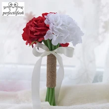 Perfectlifeoh Романтические свадебные оранжевые подружки невесты маленький букет держа Свадебные украшения