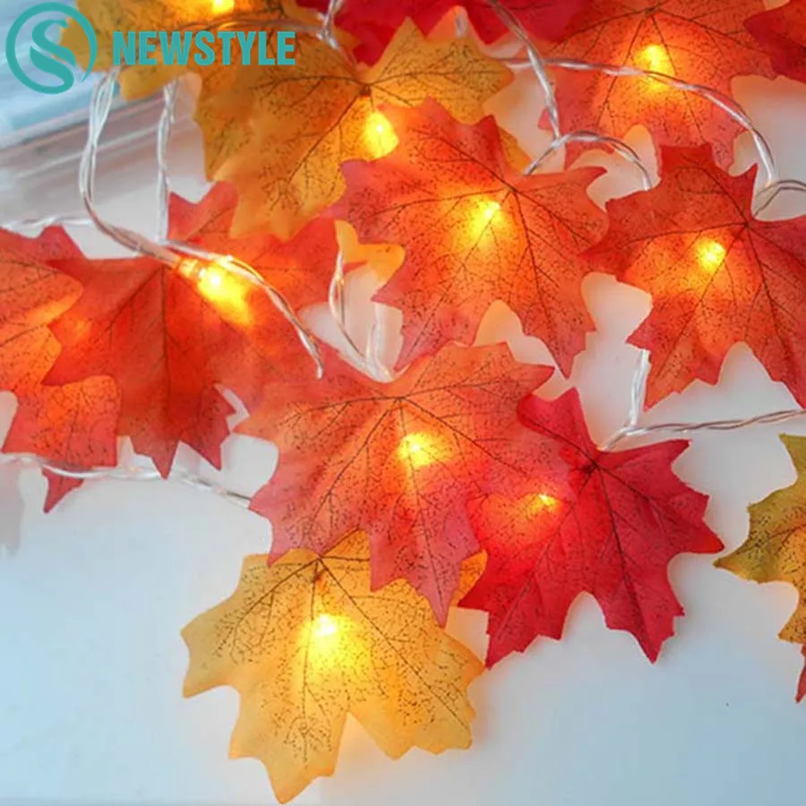 

10Leds/20Leds Maple Leaves Garland String Light 1.5M/3M Fairy LED String Lights Battery Operated Autumn Stair Railing Decoration