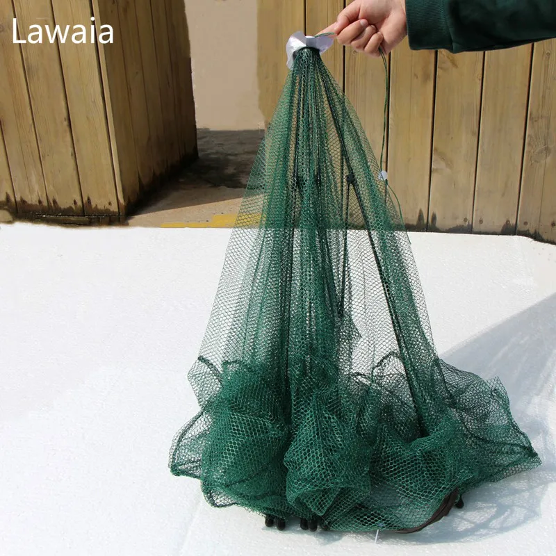 Lawaia 8 Hols рыболовных сетей сети складной гольян нейлоновая сетка креветки Ловушка Раков Net Китай Краб Trak резины складной