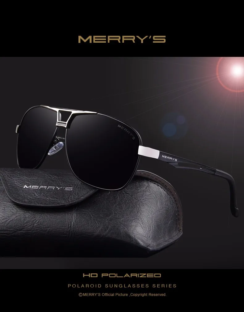 Merry's классические мужские s поляризационные, прямоугольной формы солнцезащитные очки, мужские HD поляризованные алюминиевые очки для вождения, модные солнцезащитные очки S'8758