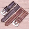 Genuine Leather Watchbands 20mm 22mm 24mm Dark Brown Vintage Watch Strap With Silver Black Stainless Steel Buckle ► Photo 2/6