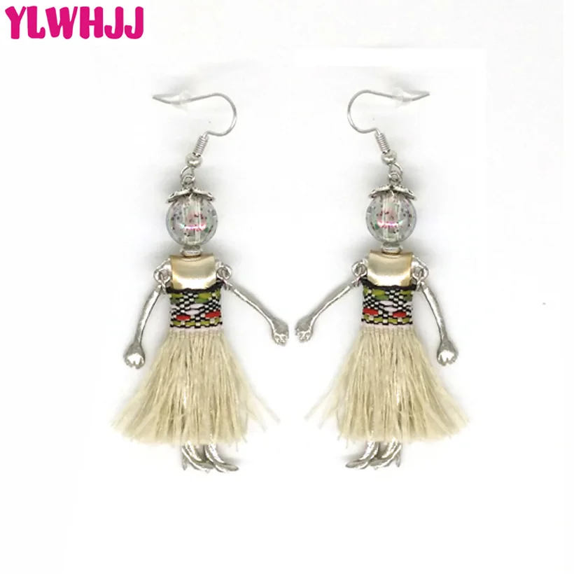 

YLWHJJ brand new women cute doll tassel dangle earrings girl dress baby bohemia drop earrings alloy fashion statement jewelry