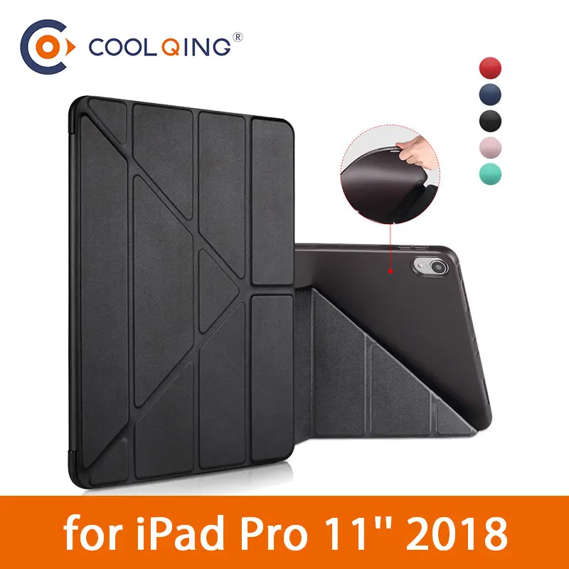 

TPU Tablets Case For iPad Pro 11'' 2018 Soft Multi-folded Case Smart Wake Sleep Protective Cover For iPad 2018 Case iPad Pro 11