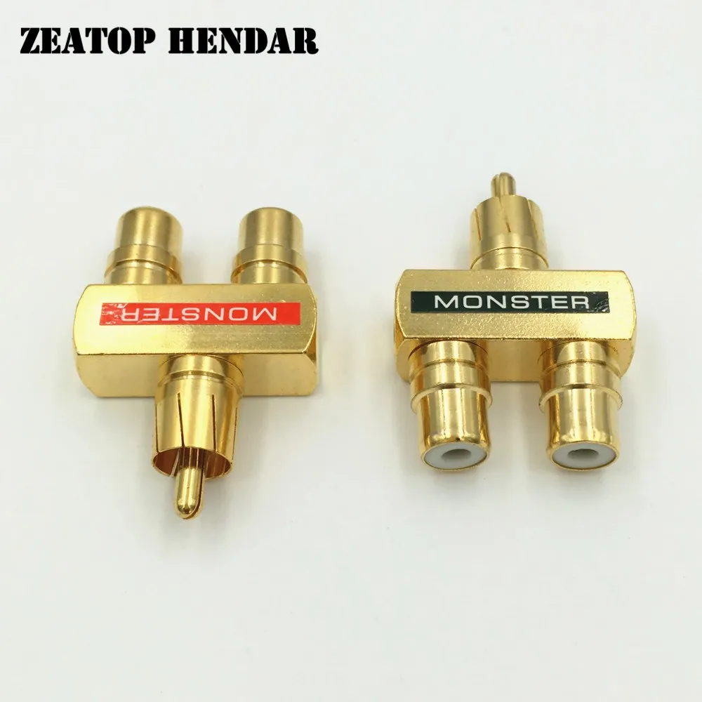 8 шт. позолоченные латунные переходники RCA 1 штекер на 2 гнезда|male female wire connector|male