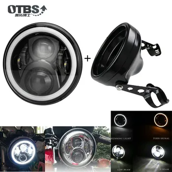 

7Inch 60W DOT Motorcycle Headlamp For harley davi men dson Angel eye Led Headlight and 7inch Shell Housing Headlight Brackets