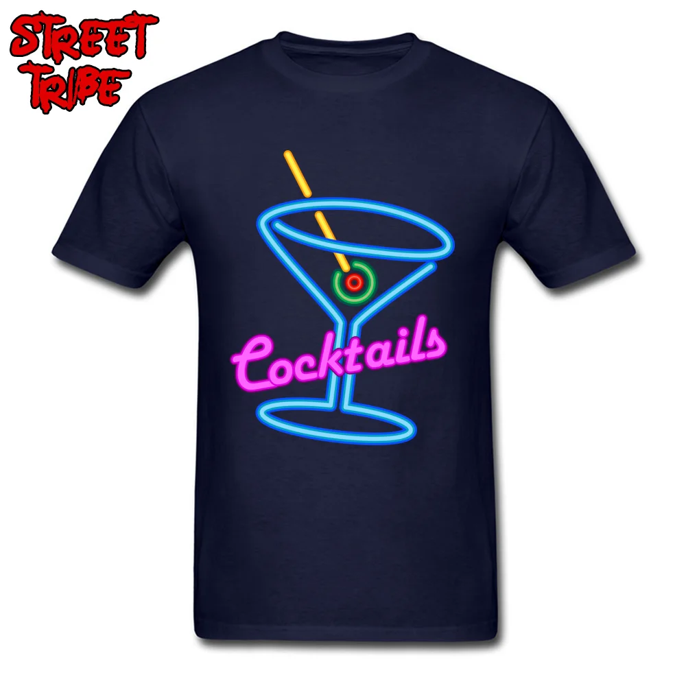 cosiecomfortable Short Sleeve Tees Summer Funny Crew Neck 100% Cotton Tops & Tees Men T Shirt Normal  Top Quality cocktail rum and coke beer martini juice neon navy