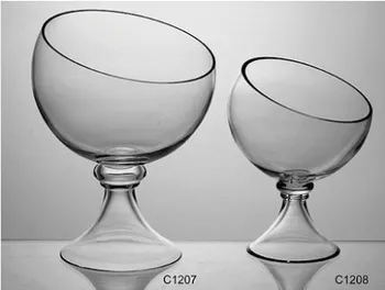 

Transparent oblique glass vase candlestick European modern micro landscape flower with base decoration living room home accessor