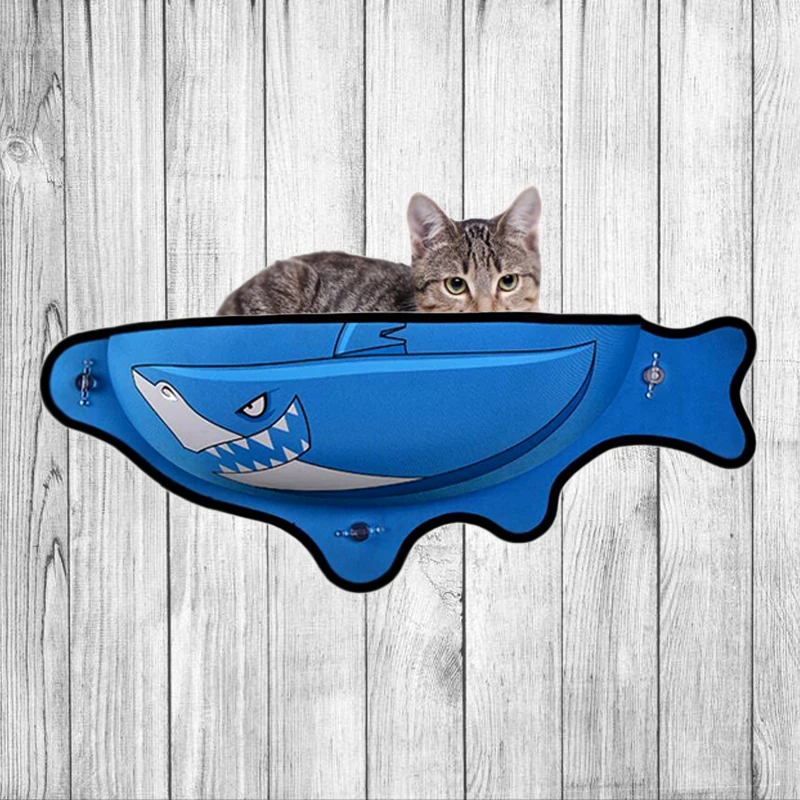 

Pet Window Bed Soft Dog Cat Kitten Window Sill Nest Cartoon Clownfish Carp Shark Shaped Pet Bed With Warm Mat and Fish Toy Gift