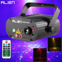 ALIEN 96 узоров двойной красный зеленый лазерный проектор синие светодиодные лампы для световых сценических эффектов DJ диско клуб вечерние свадебные светильник с пультом дистанционного управления