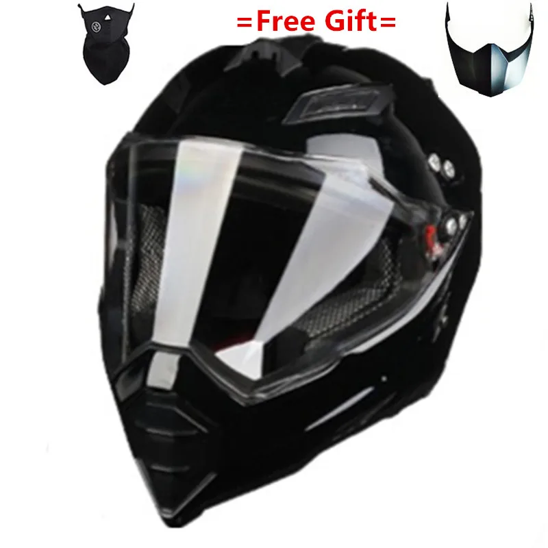 Мото rcycle шлем с цветным щитом atv road cross moto cross шлем внедорожные гоночные мото шлемы Размеры S до XXL - Цвет: Gloss black