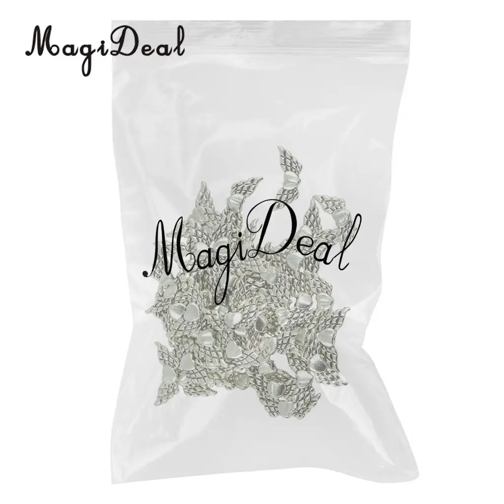 MagiDeal 50 Pieces Tibetan Silver Angel Wing Heart Spacer Beads Jewelry DIY Making Jewelry Pendant Accessories Vintage Tibetan 