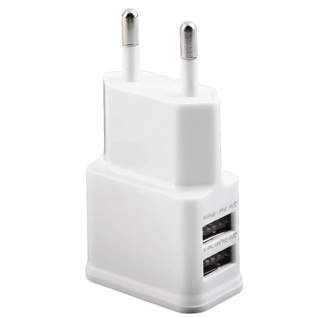 حار بيع العالمي 5 V 2A المزدوج USB ميناء AC مهايئ شاحن الحائط الأبيض للالهاتف المحمول اللوحي