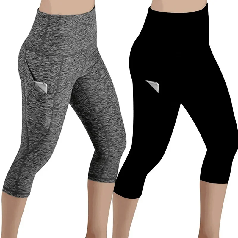 Leggings 3/4 Pants Female Capri Casual Pant Sporting Fitness High Waist Pants Side Pockets Design Sporting Leggings amazon leggings