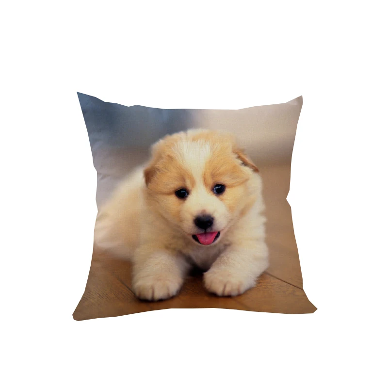 

4Pcs Lovely Dog Decorative Cushion Cover Animal Printed Pillowcase Sofa Car Cushion Cover Throw Pillow Case 45*45cm Pillow Cover