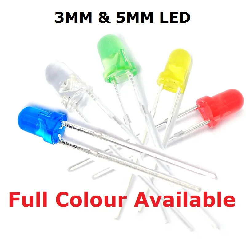 50PCS 3MM DIP LED Red Yellow Green Blue White high bright bead light emitting