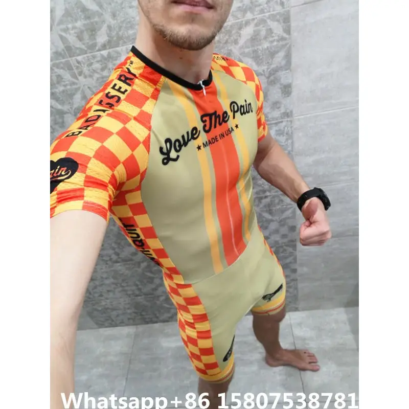 

Short Sleeve Cycling Skinsuit Love the pain Triathlon Bike Jersey Clothes For Swimming Running Riding Cycling Jersey Quick Dry