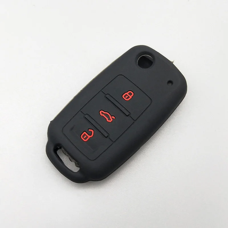 For Volkswagen Bora POLO GOLF Passat Car Key New Silicone Cover Case Shell 3 Button Remote Key protector Car Key Styling - Название цвета: black