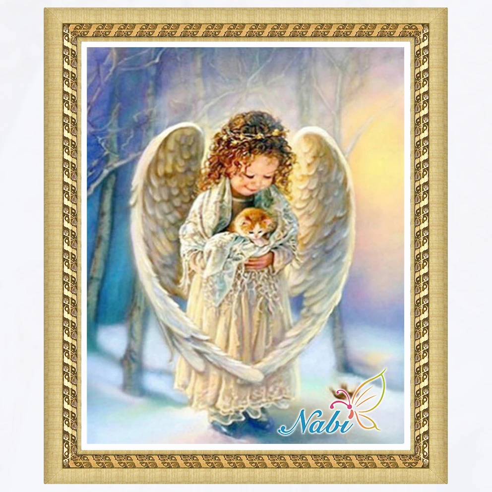 

religion angel fairy kits 5d diy beadwork 2897R - Round Diamond embroidery cross stitch diamond mosaic painting