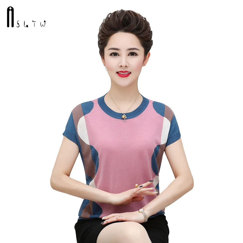 

ASLTW T Shirt Female New Summer Short Sleeve Thin Harajuku Geometric Tops Plus Size Women Clothes 2019 Tee Shirt Femme