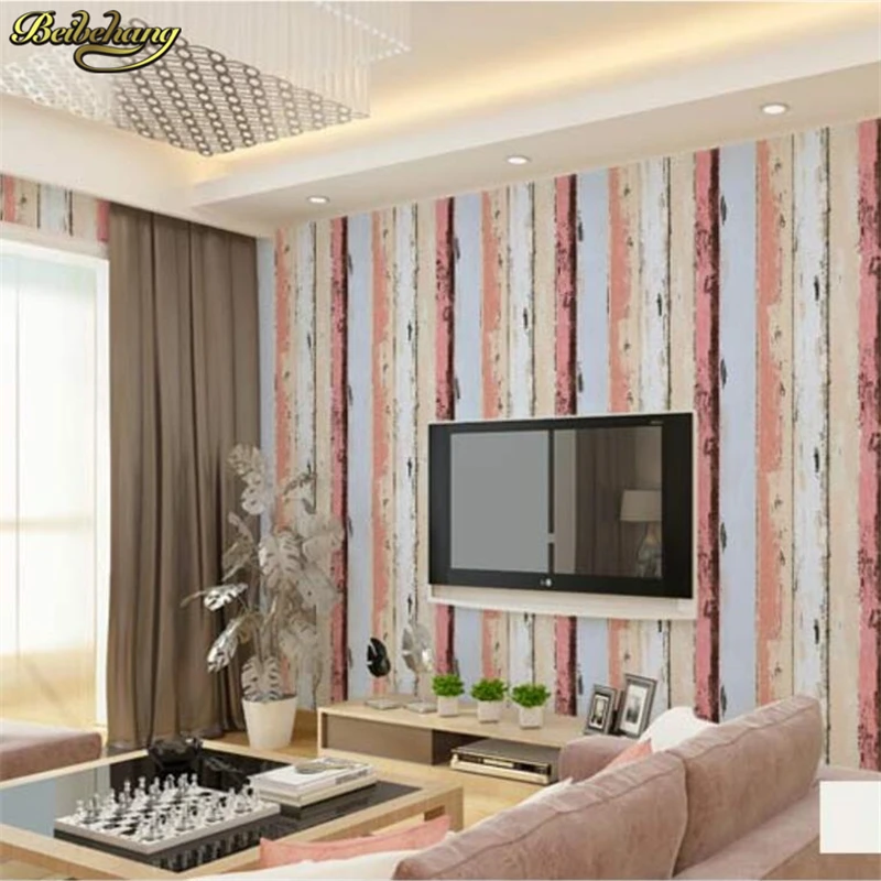beibehang Self-adhesive wallpaper waterproof 3d pvc retro wood wall stickers bedroom warm background papel de parede stickers