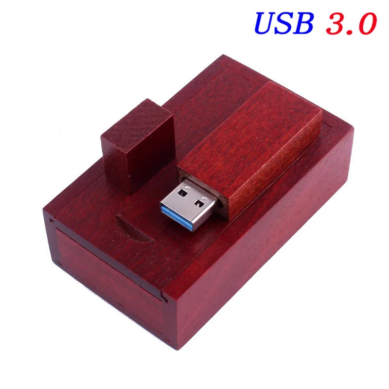 JASTER Высокоскоростной USB 3,0(более 10 шт бесплатный логотип) Деревянный usb+ Подарочная коробка usb флеш-накопитель Флешка 8 ГБ 16 ГБ 32 ГБ 64 ГБ 128 ГБ U диск - Цвет: Rose wood usb box