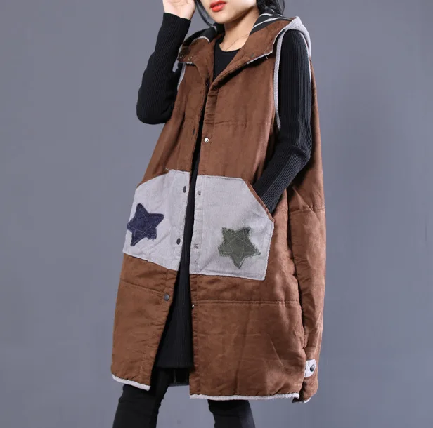 Autumn Winter Coat Retro Women Sleeveless Long Loose Overcoat Tops 