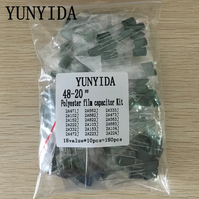 180pcs=18value*10pcs Polyester film capacitor Assorted Kit contains ...