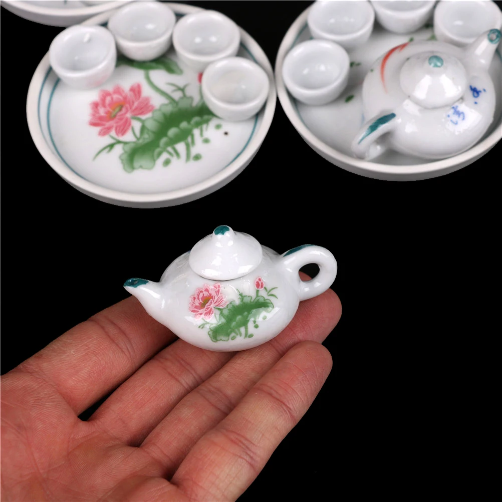 

Children's Ware Porcelain Tea Set Dish Cup Plate -Pink Rose Classic Toys 6pcs Dollhouse Miniature Dining