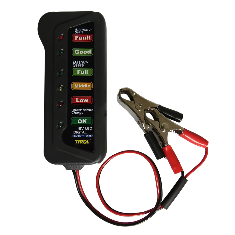 12V Car Battery Alternator Tester LED Lights Display Batteries Analyzer Cars Motorcycle Trucks Battery Test Diagnostic Tool (3)