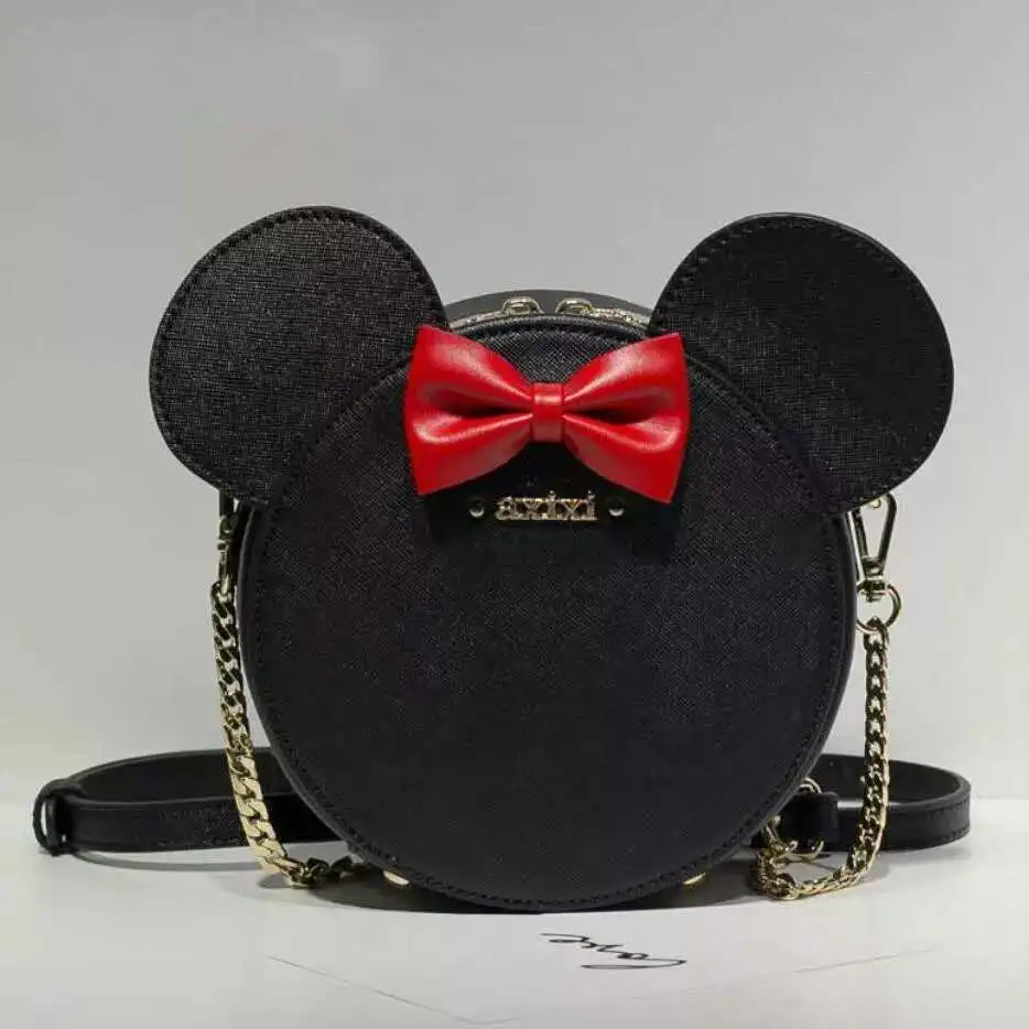 

New Mickey Round Bag High Quality Pu Leather Female Bag For Women 2019 Ladies Bow Chain Shoulder Crossbody Bag Bolsa Feminina