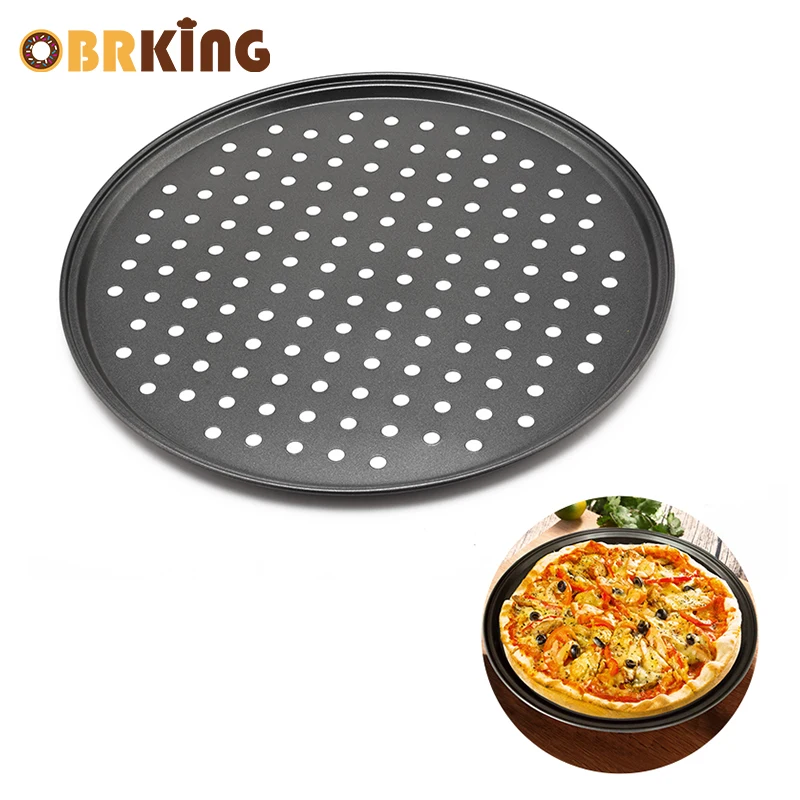 OBRKING 12 Inch Non stick Pizza Pan With Holes Carbon Steel Baking Pan