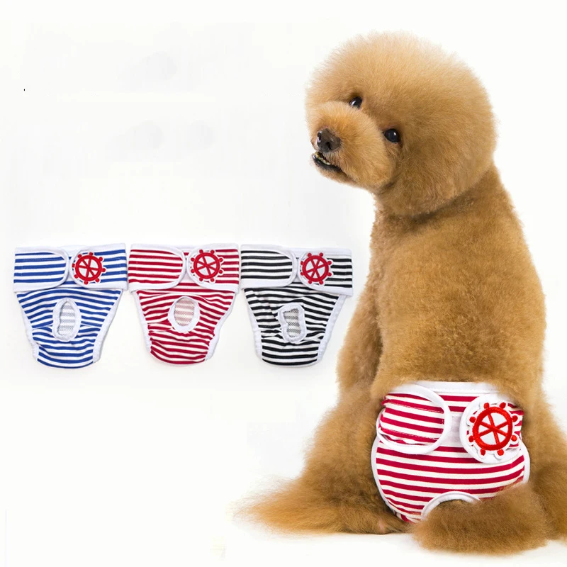 New Design Striped Pet Dog Physiological pants Cotton Soft Puppy Cat Pants Diaper Underwear 910E | Дом и сад