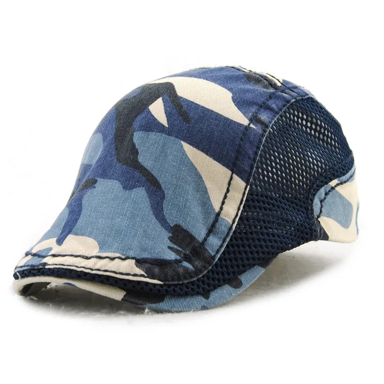 Модный Зимний берет, кепка, шапки для мужчин и женщин, козырьки, Солнцезащитная шапка Gorras Planas, плоская кепка s, регулируемые береты - Цвет: Dark Blue