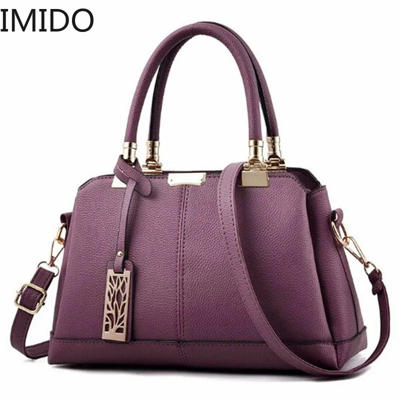 

IMIDO New Hot Sale Leather Women Bag Tree Branches Metal Decor Handbags Lady Shoulder Crossbody Messenger Bag Female Purse Tote