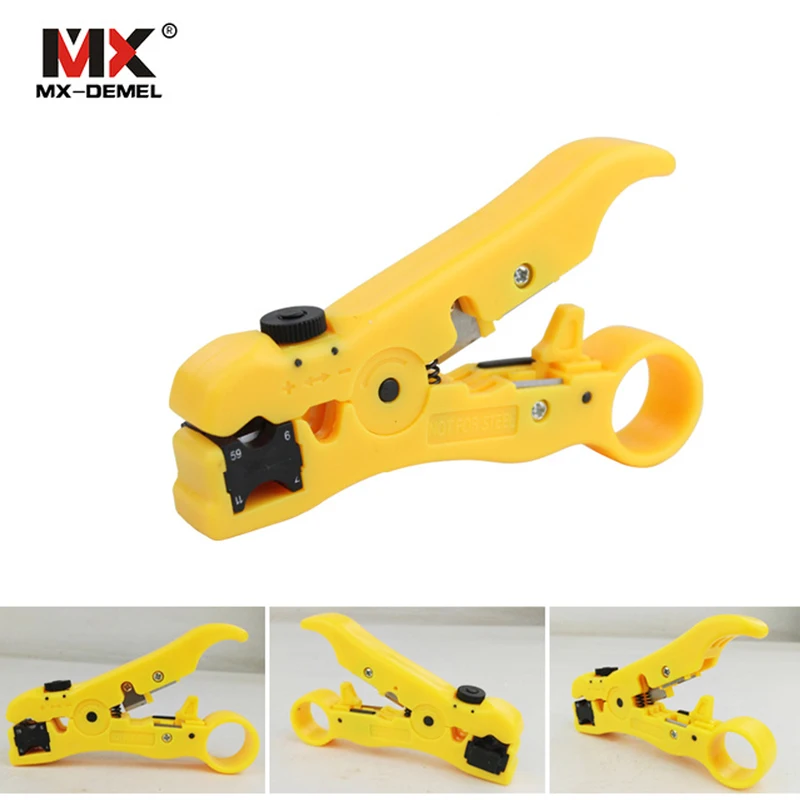 MX-DEMEL Automatic Cable Wire Stripper Electric Stripping Tools for UTPSTP RG59 RG6 RG7 RG11 Multi-functional Cutter Striper (6)