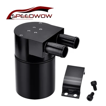

SPEEDWOW 0.5L Fuel Tanks Aluminum Alloy Reservior Oil Catch Can Tank for BMW N54 335 Black/Silver