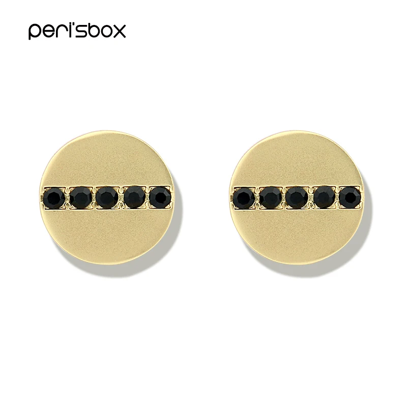 

Peri'sBox Fashion Gold Color Metal Button Stud Earrings Crystal Coin Earrings Studs Modern Minimalist Earrings Jewelry Wholesale