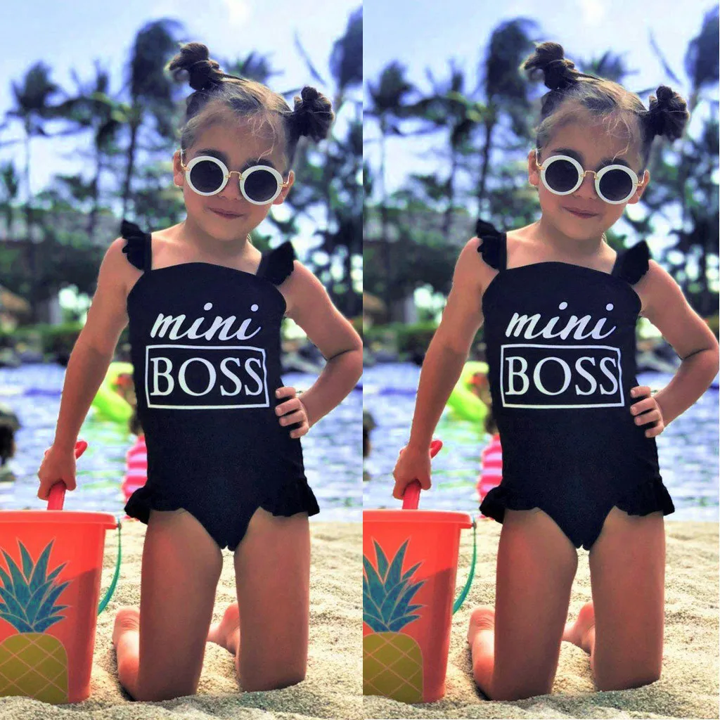 Купальный костюм для малышей; купальный костюм с оборками и буквенным принтом для маленьких девочек; купальный костюм для маленьких девочек; 521