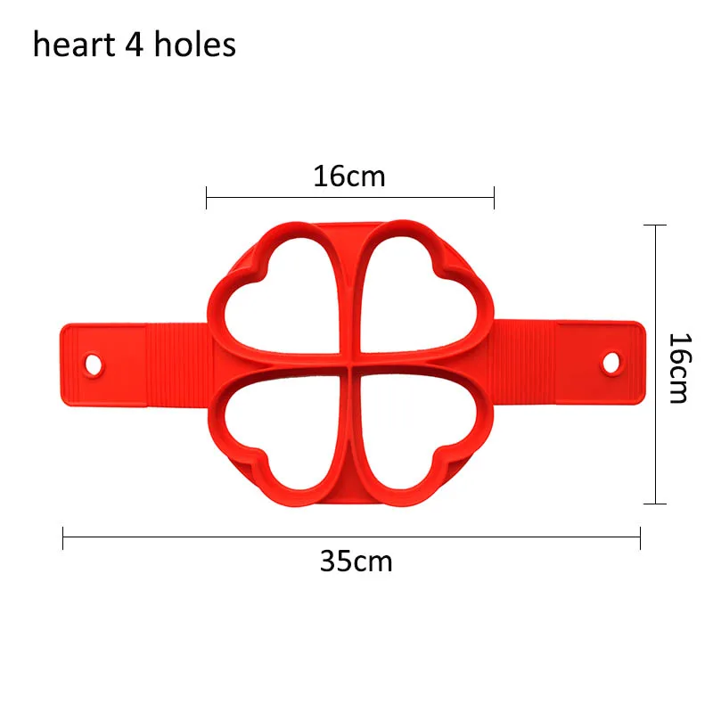 4 отверстия/7 отверстий антипригарная блинная машина Пищевая силиконовая форма для выпечки Аксессуары для выпечки формы для торта инструменты для приготовления яиц - Цвет: heart 4 holes