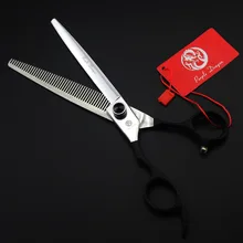 Left-Hander 7 ''лучшие Парикмахерские ножницы с сумкой Япония 440C 62HRC Парикмахерские ножницы Собаки Кошки Pet филировочные ножницы для волос