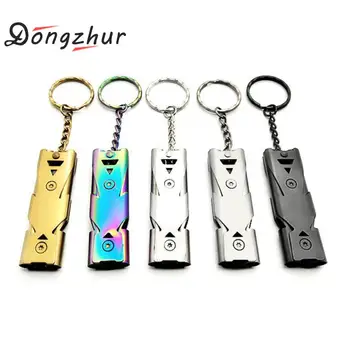 

Stainless steel Double Pipe Whistle High Decibel Outdoor Emergency Survival Whistle Keychain Cheerleading Whistle Multifunction