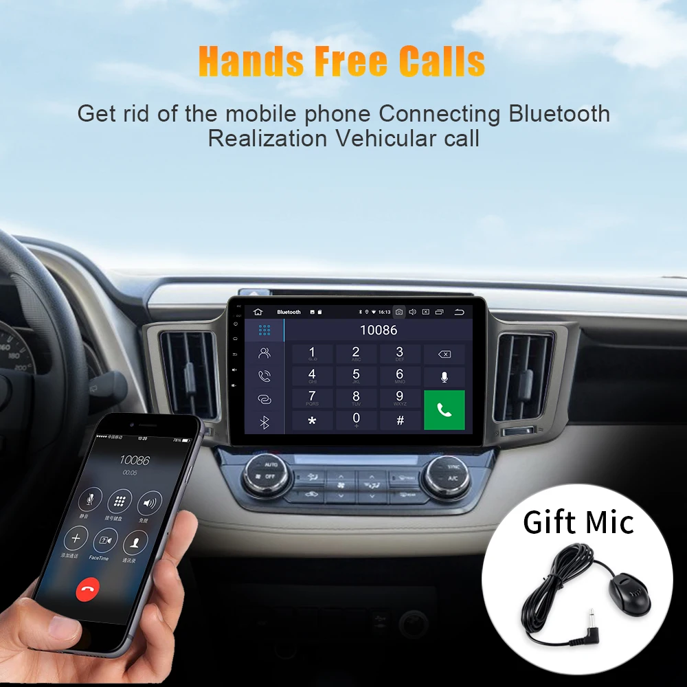 Flash Deal 1 din 10.2" HD IPS Screen Android 9.0 GPS Car Radio  Autoradio for Toyota RAV4 2014 2015 2016 Car multimedia player 2