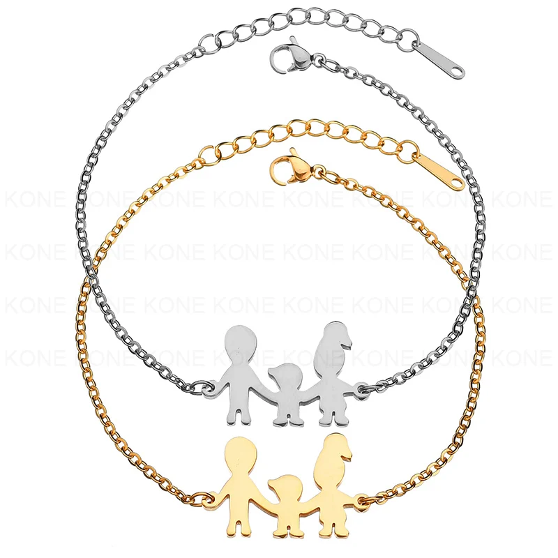 UZone Brand Stainless Steel Charm Bracelets Bangles For Family Women Men Dad Daughter Son Gold Color Jewelry Drop Shipping - Окраска металла: B245