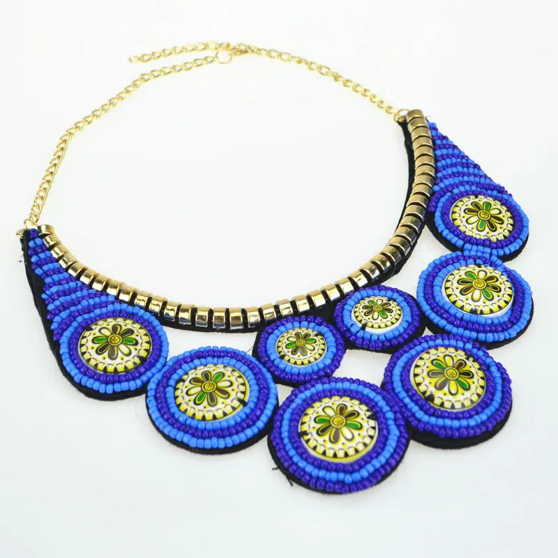 

2017 fashion Ethnic Vintage necklace & new arrived Handmade Embroidery multicolor Bead collares & women's statement necklace
